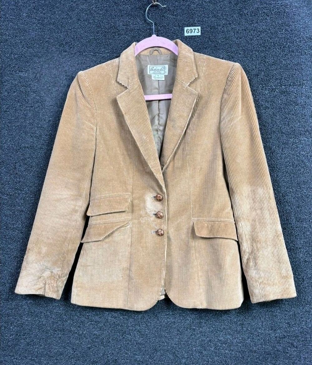 Vintage 70s Barbara Lee Corduroy Blazer Womens Juniors Preppy Academia Tan Sz 7